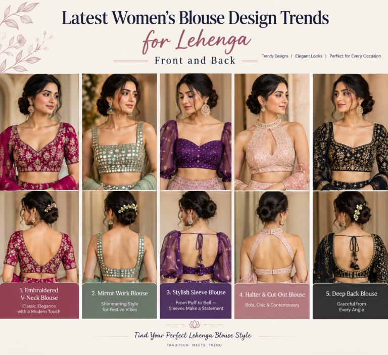 Latest Women's Blouse Design Trends for Lehenga Front and Back