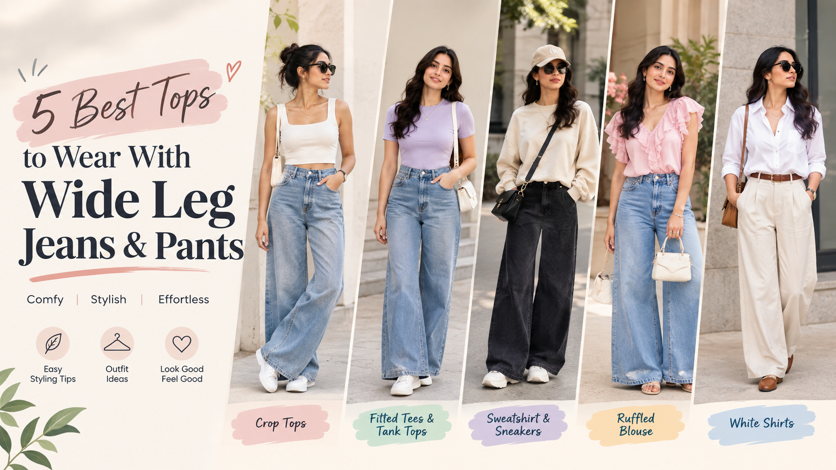 tops to wear with wide leg jeans